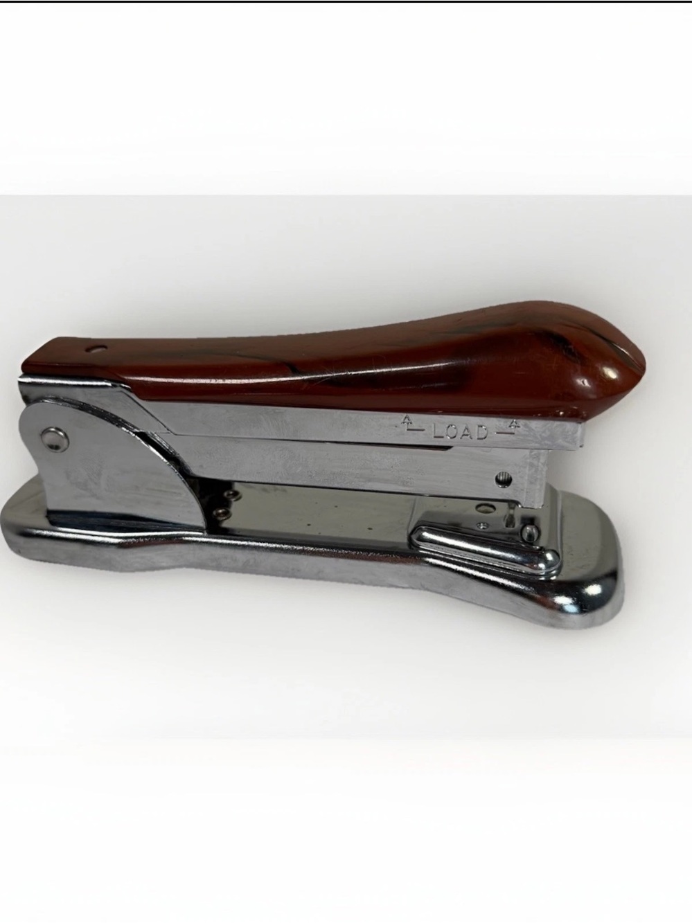 Ace Cadet Liftop Stapler Model 302 Marbelized Brown Top Chrome Chicago Vintage